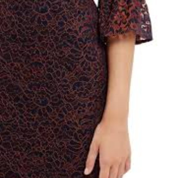 Topshop Navy/Orange Lace Dress - Picture 2 of 6